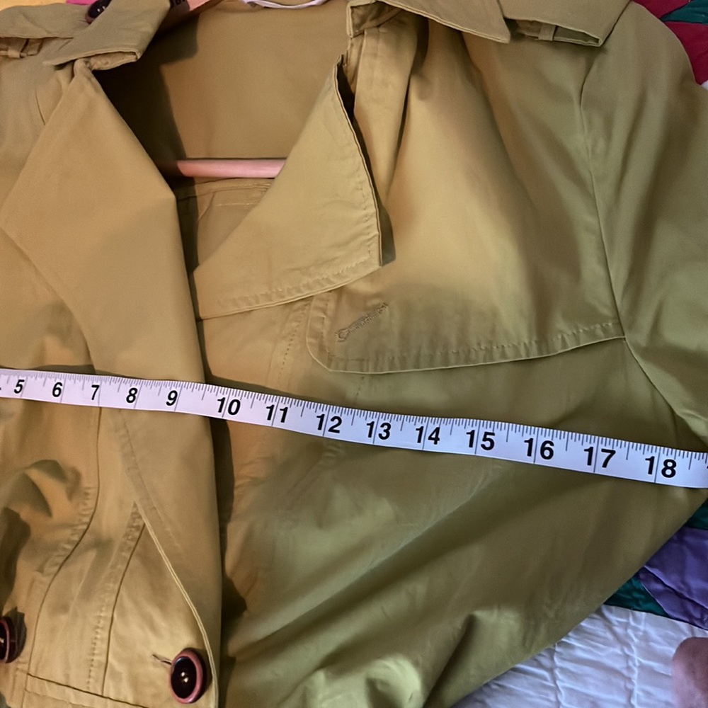 Soft surroundings chartreuse lightweight classic trench coat. Sz Sm - Picture 9 of 9
